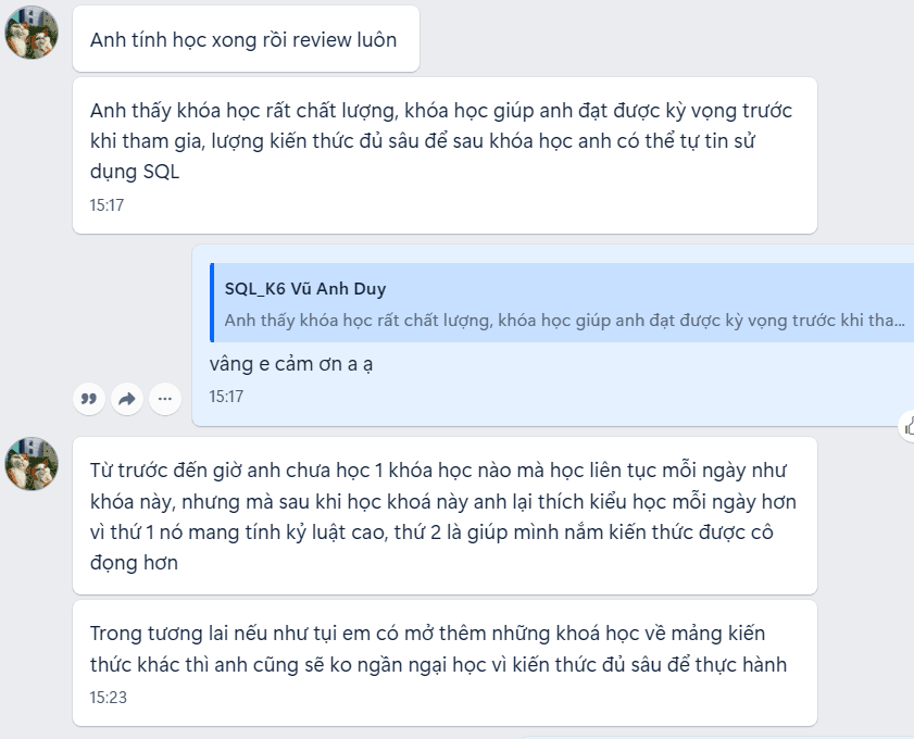Feedback học viên
