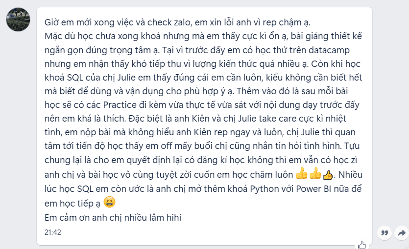 Feedback học viên