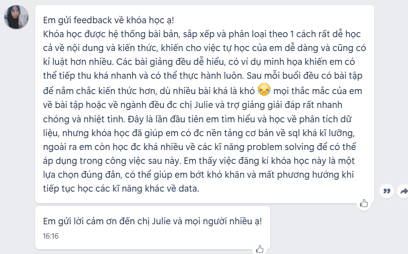 Feedback học viên