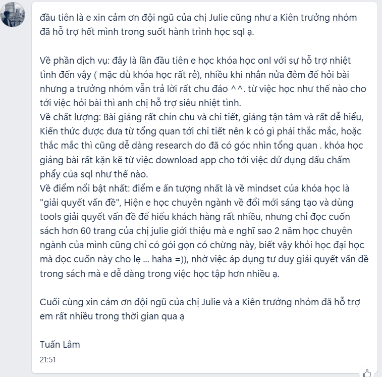 Feedback học viên